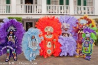 The Wild Magnolias outside NOMAF offices on St. Joseph's Night 2014 [Photo from NOMAF]