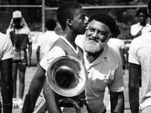 Edwin Hampton teaches the nuances of marching. (Photo by Andrew Boyd)